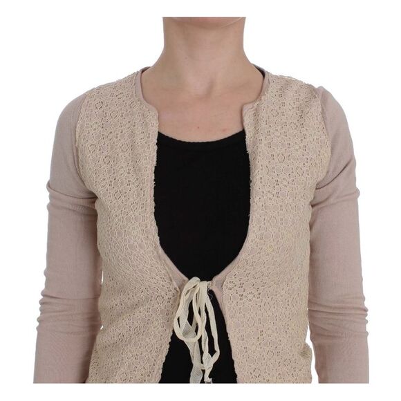 PINK MEMORIES Lace Cardigan Long Sleeves Tie Front Women Pink Sweaters - Picture 4 of 6